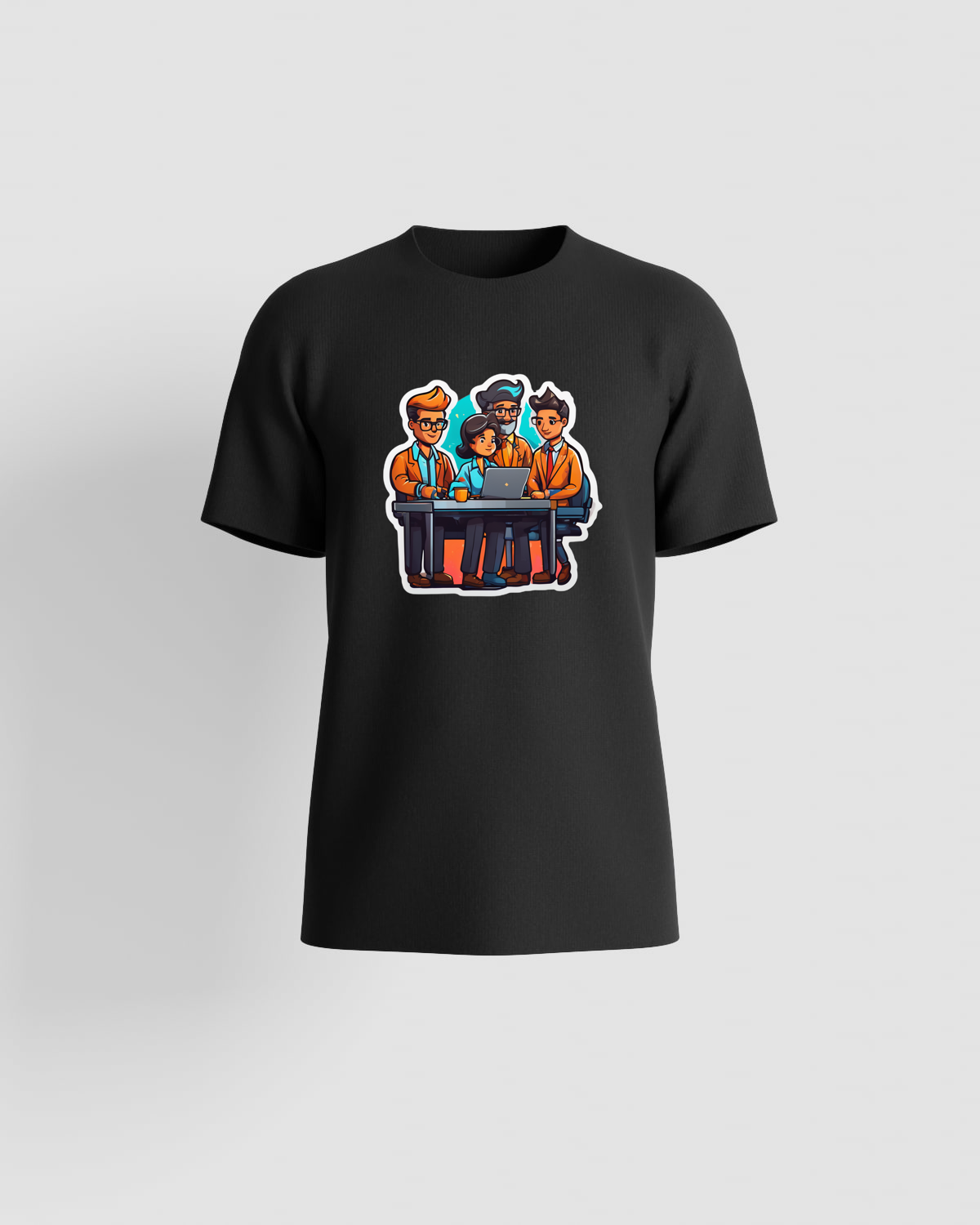 T‑shirt con sviluppatori al lavoro sul laptop