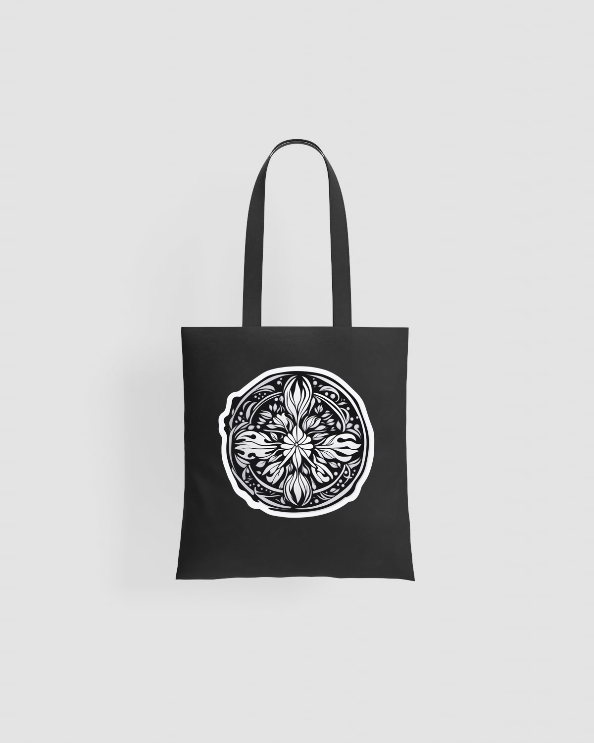 Custom Black Art Nouveau Floral Tote Bag